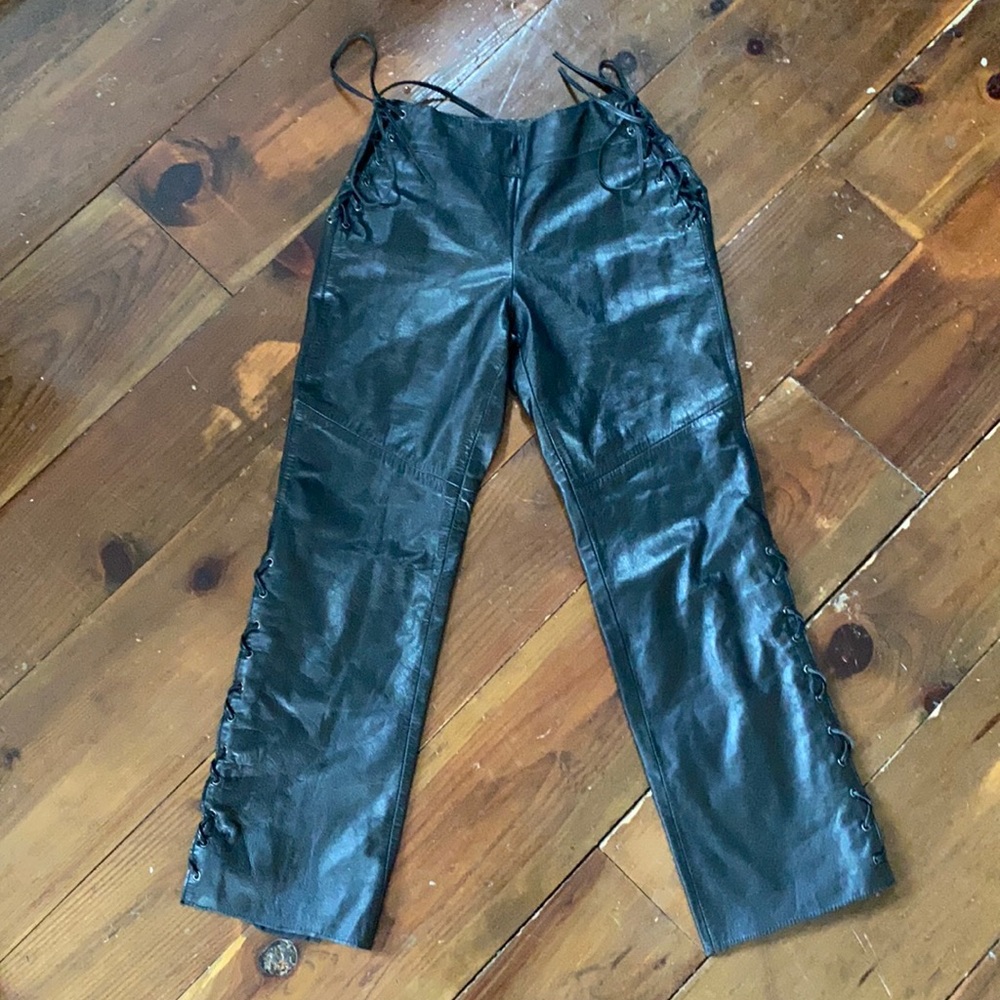 DANIER vintage black leather pants Y2K